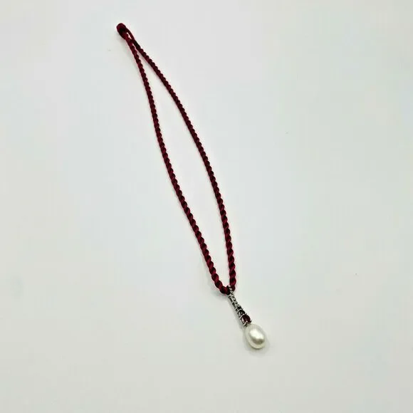 Sterling Silver Burma Ruby & Pearl Pendant Necklace - Picture 8 of 9